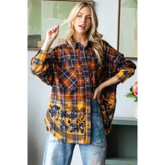 Oli & Hali Emberloom Embroidered Mineral Wash Button Down NEW Size Various - Picture 2 of 7